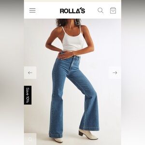 Rolla’s east coast flare high rise flare pants.